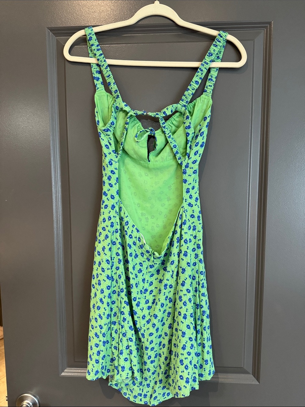 Green and Blue Floral Tie-Front Sundress - Picture 2 of 5